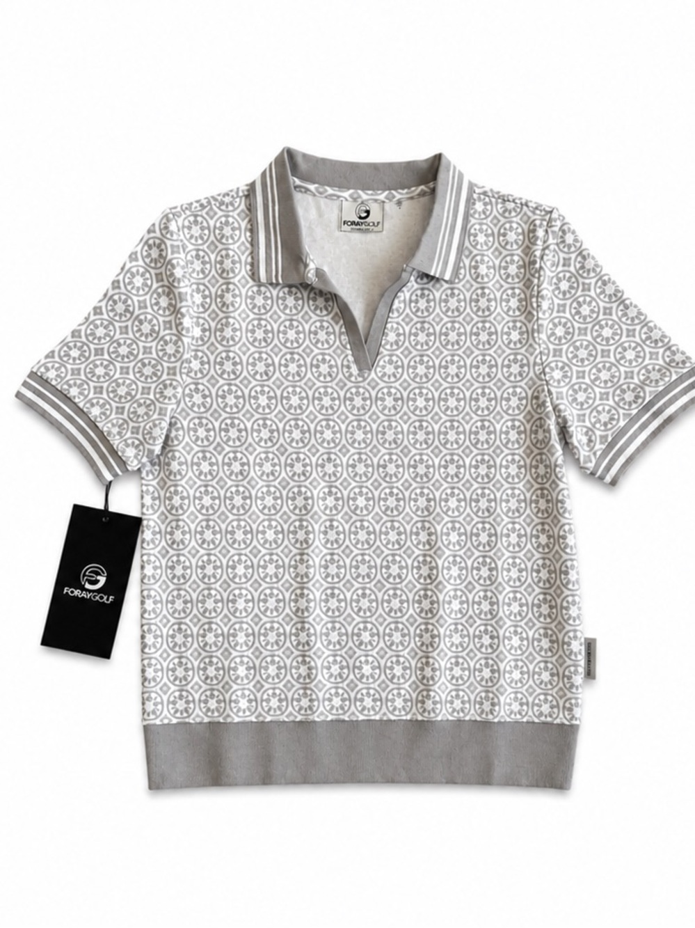 Foray Golf Heritage Rose Knit Polo Women’s Small Gray White NWT